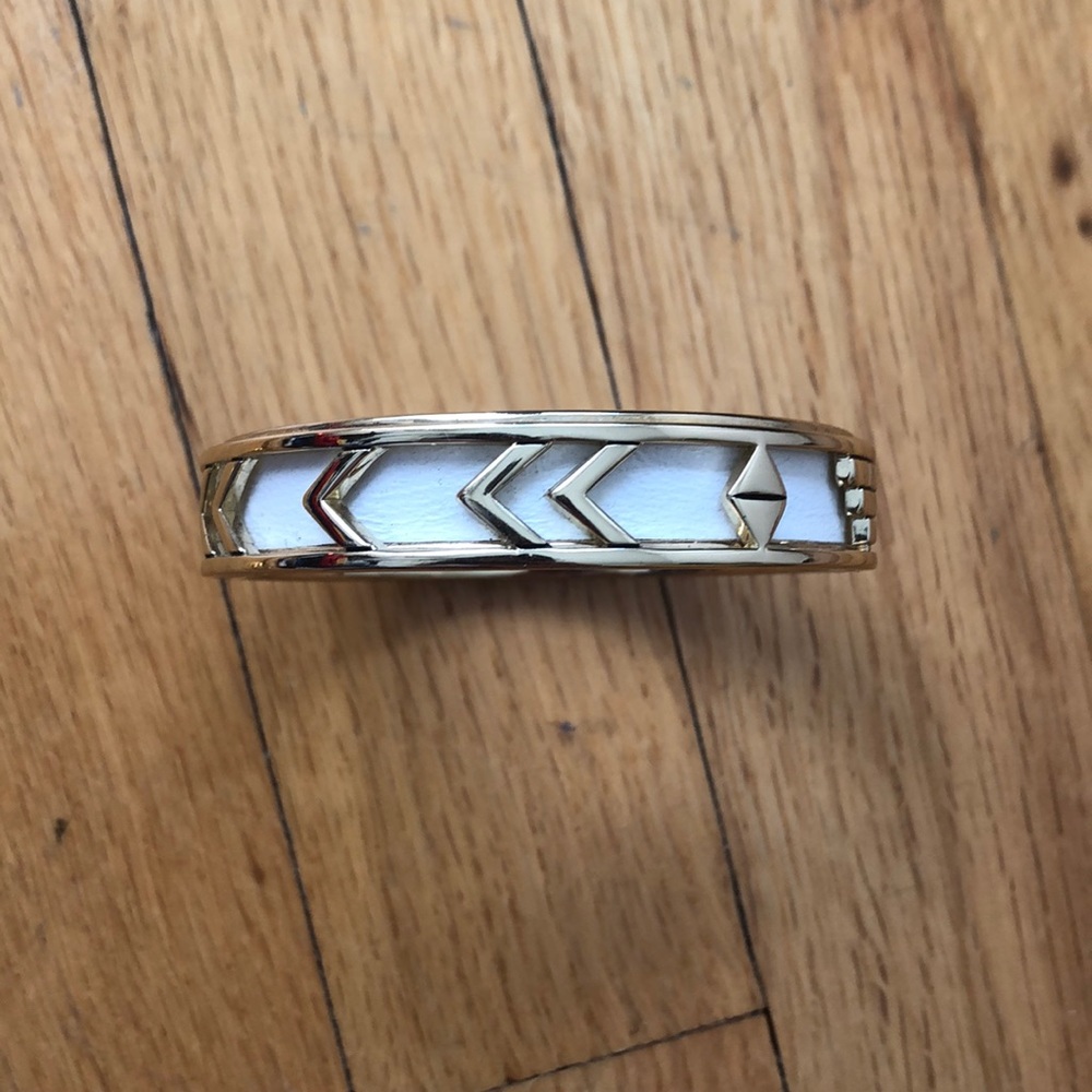 Gold and White Leather Bracelet